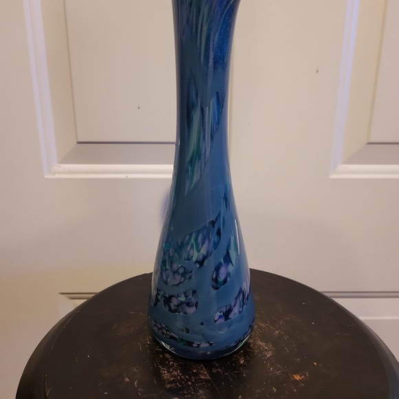 Signed Art Glass Vase Hand Blown Beautiful 12" - Picture 3 of 9